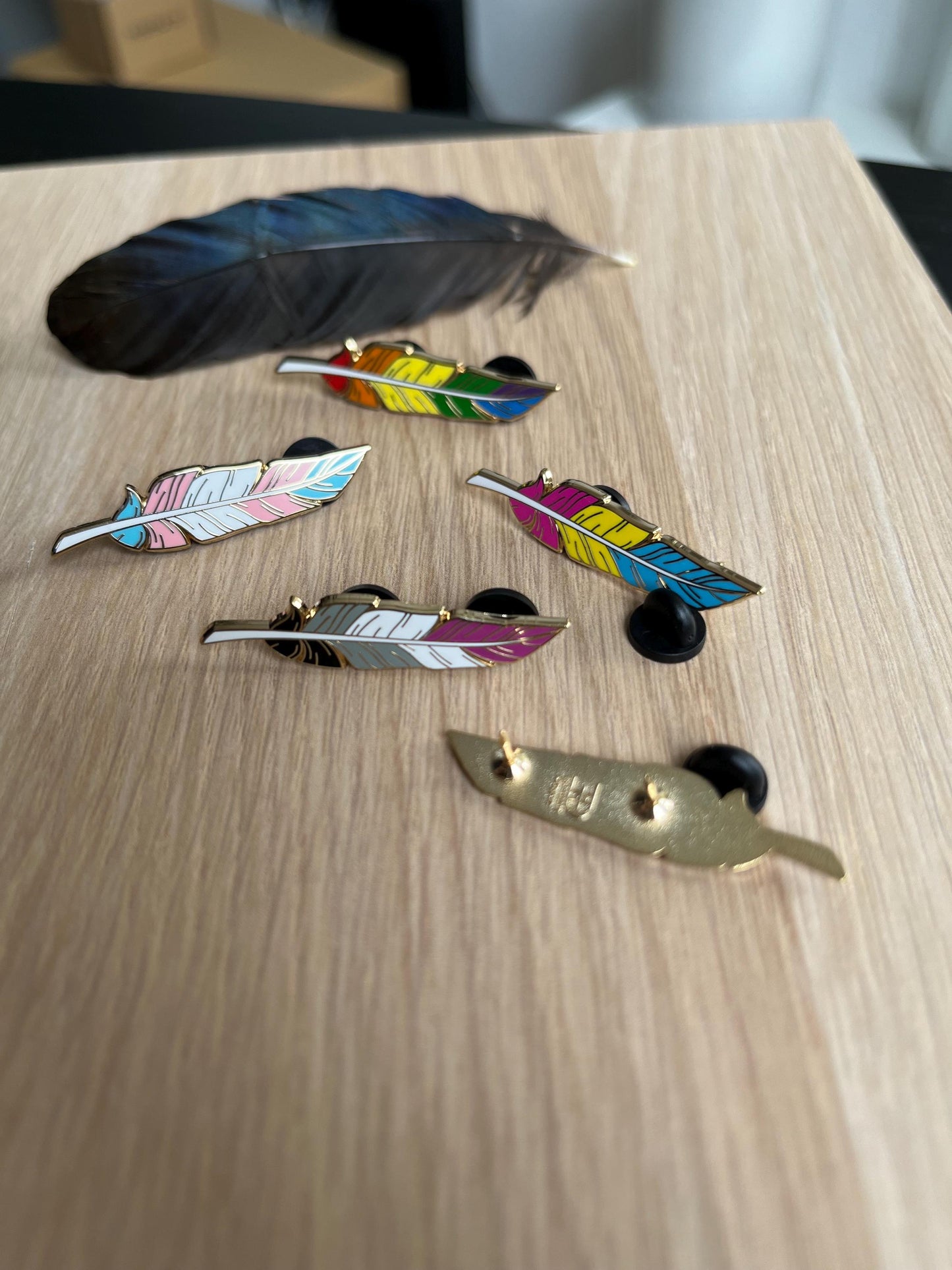 Asexual/Demisexual Feather Flag pin