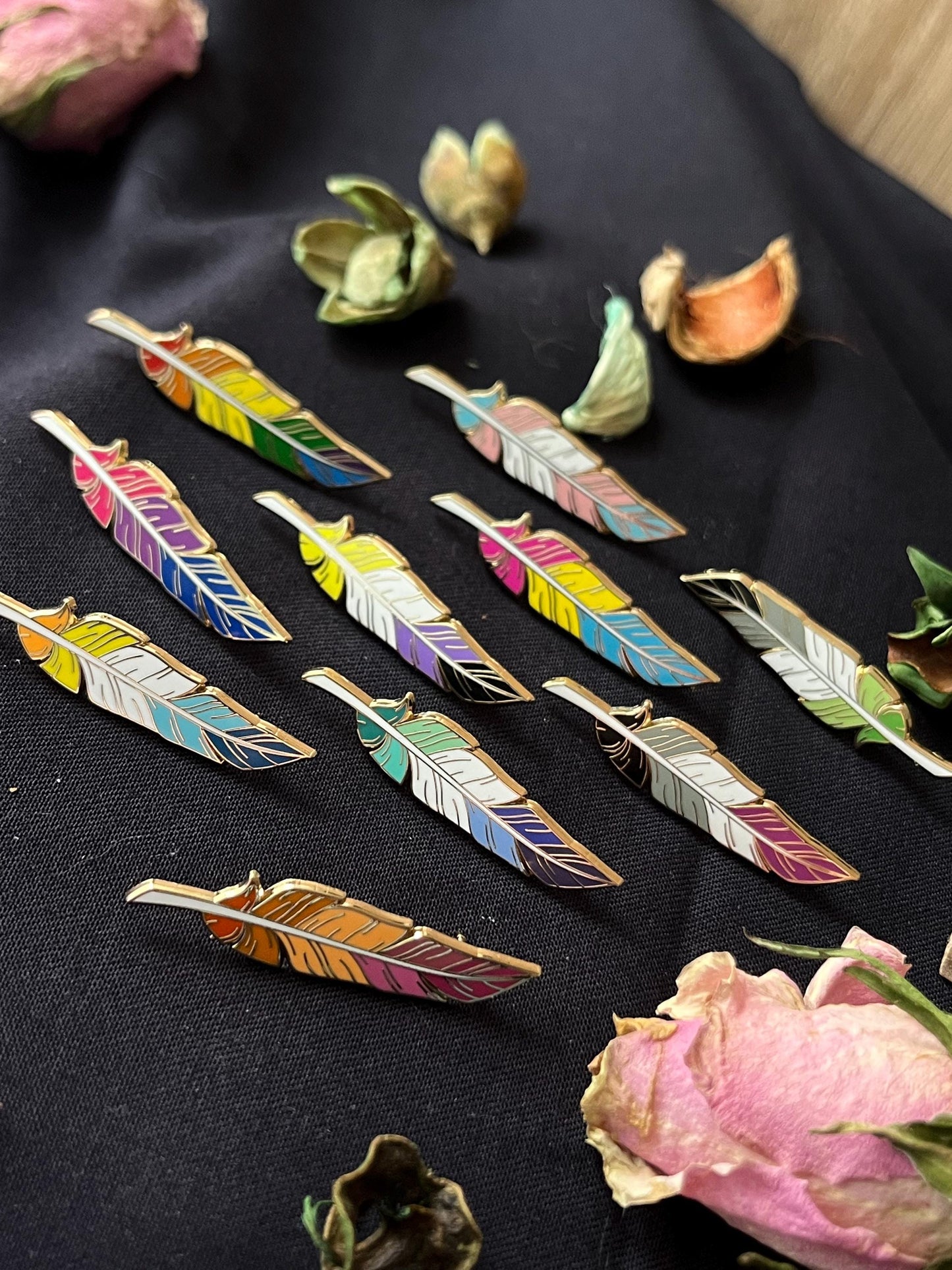 Trans Flag Feather pin