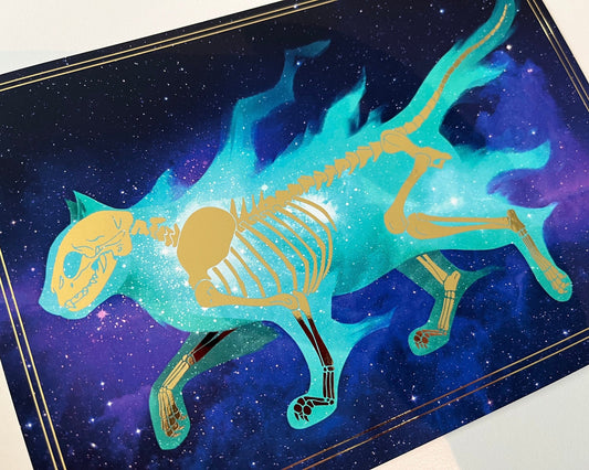 Cosmic Cat Golden Print