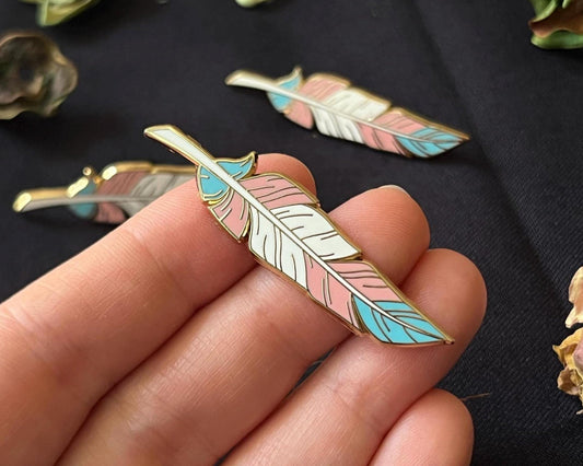 Trans Flag Feather pin