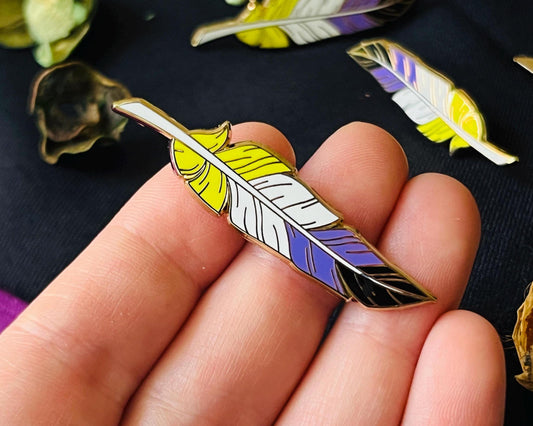 NonBinary Pride Flag Enamel Pin LGBT+ Feather