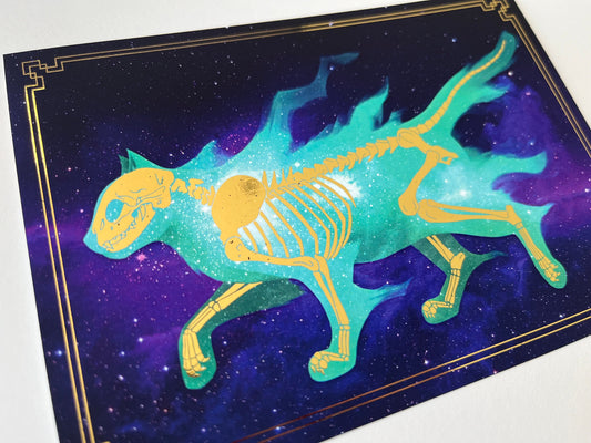 Cosmic Cat Golden Print